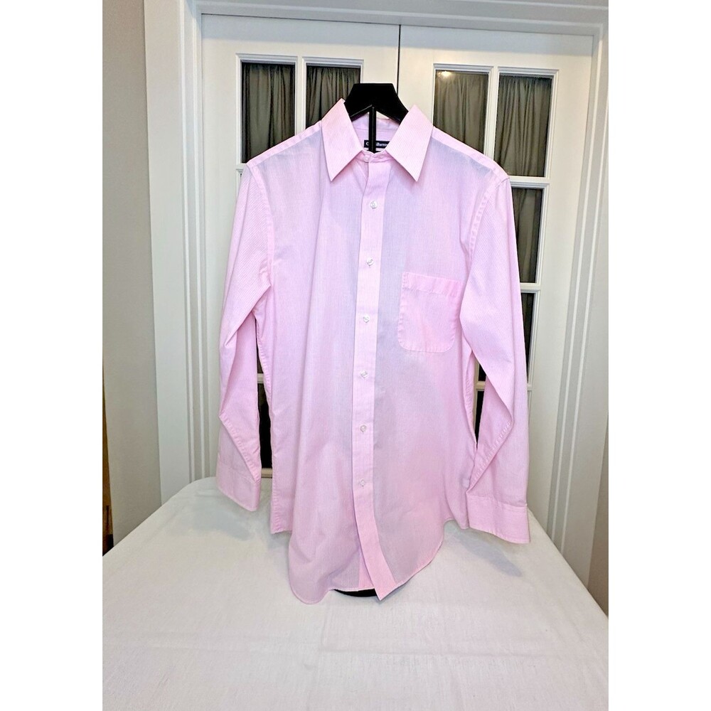 Croft & Barrow Men's Pink Pinstriped Button Down Long Sleeve Shirt M 15.5 32/33